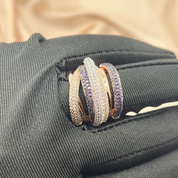 Luxurious Multi-Band Pave Ring in Multicolor Sparkle - Picture 8 of 8